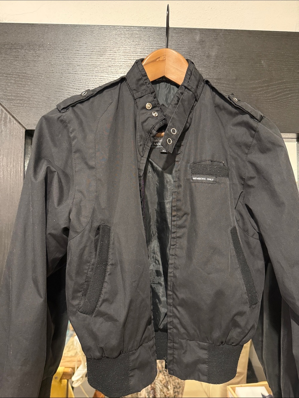 Members Only Black Military-Style Field Jacket